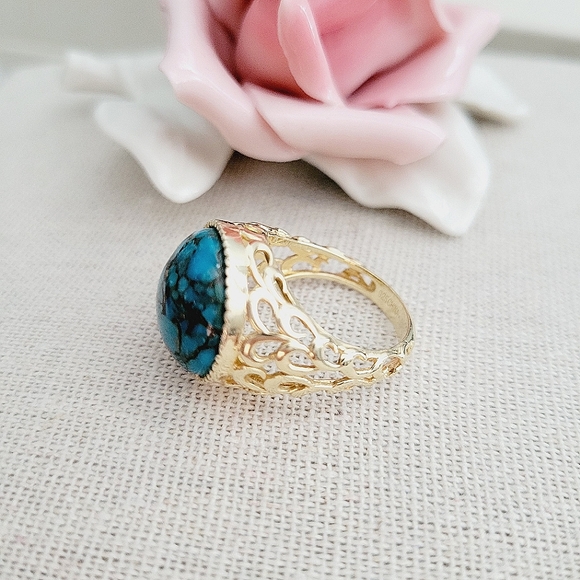 VINTAGE Lirm gold over sterling turquoise ring - Picture 5 of 6